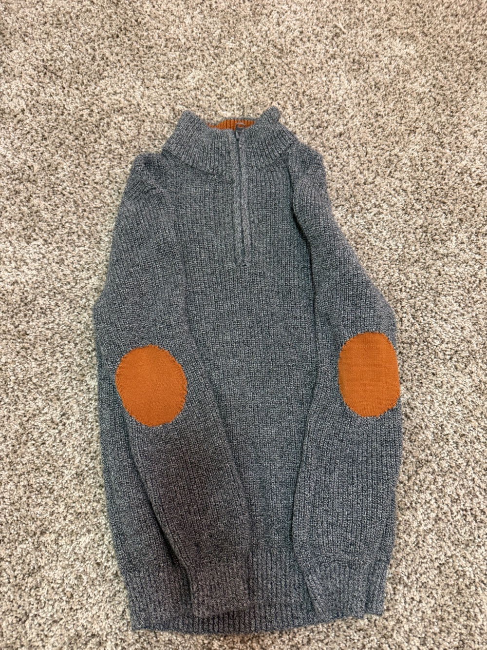 Boys Gray Sweater with Elbow Patches